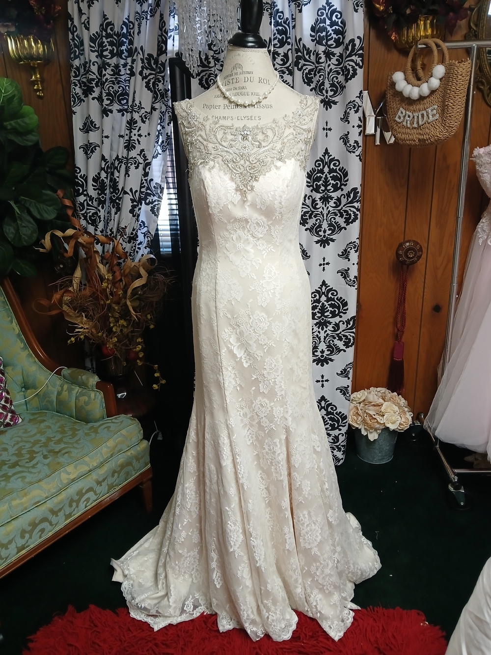 Beaded Lace Wedding Dress in Ivory - Bridal Gown